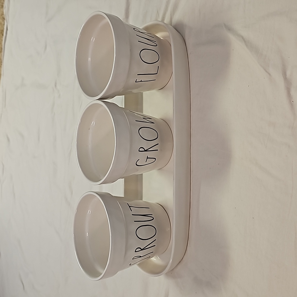 Rae Dunn Sprout Grow Flourish flower pot collection